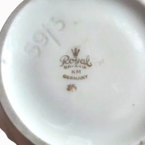 Royal Bavaria Porcelain Bud Vase Rose Motif Gold Rim - Picture 3 of 4